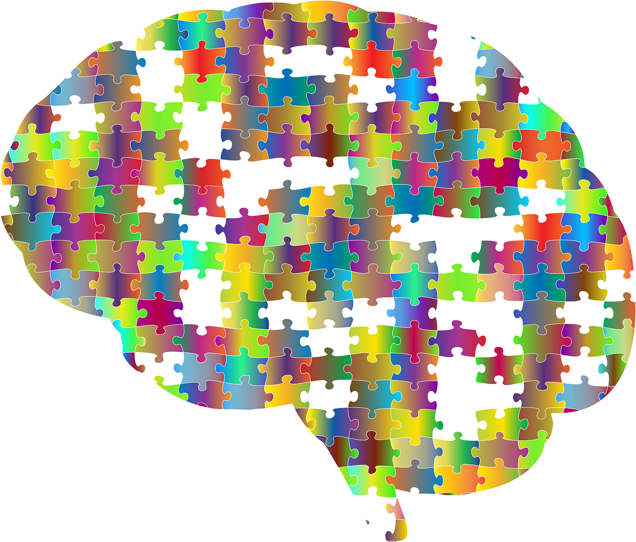 brain, cranium, head, psychology, skull, think, thought, mind, jigsaw, puzzle, colorful, nature, prismatic, chromatic, rainbow